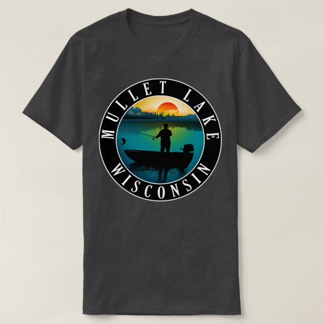 Mullet Lake Wisconsin Canoeing T-Shirt (Design Front)