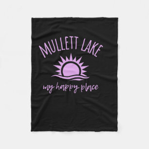 Mullett Lake My Happy Place Mi Boating Fishing Cam Fleece Blanket