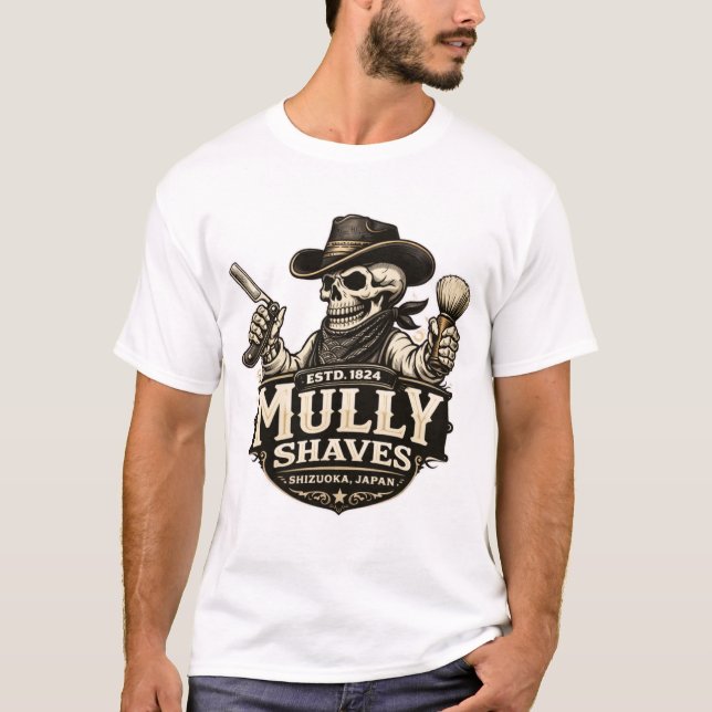 Mully Shaves – Outlaw Barber Design T-Shirt (Front)