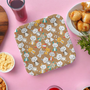 Multcolor Fox Cartoon Paper Plates