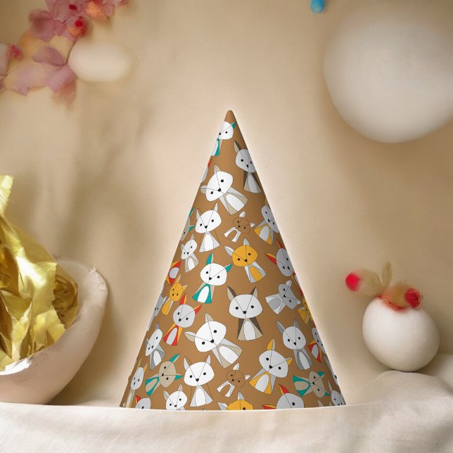 Multcolor Fox Cartoon Party Hat (wild animal fox Paper party hat, Kids,adults,party birthday hat,Baby Shower,wedding,celebration hat)