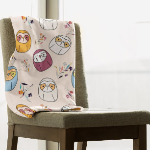 Multcolor Sleepy Sloth Cartoon Baby Blanket
