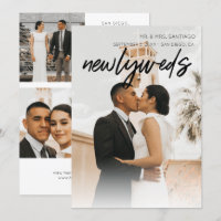 Multi 3 Photo Newlyweds Announcement - Black