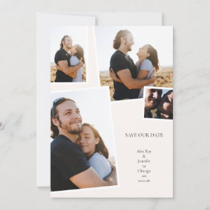 Multi 4 photo Collage Simple Elegant Wedding Save The Date
