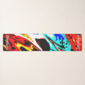 Multi Abstract Red Yellow, Personalized with Name Scarf (Front (Horizontal))