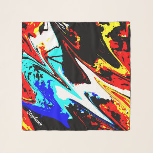 Multi Abstract Square, Personalized with Name Scarf