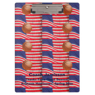 Multi American Flags, Basketball Coach Thank You Clipboard