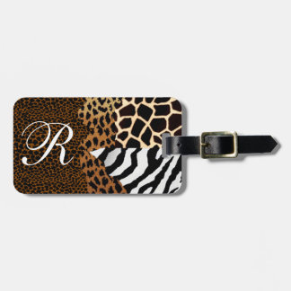 Multi+Animal Print Leopard Zebra Giraffe Cheetah Luggage Tag