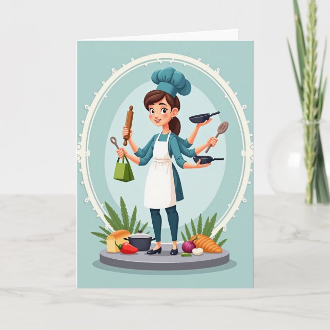 Multi Arm Mom Chefs Day Card (Front)