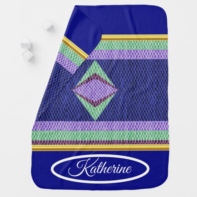 Multi blue Color Texture Crochet Baby Blanket (In Situ)