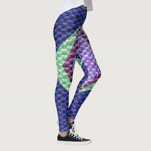 Multi blue Color Texture Crochet Leggings