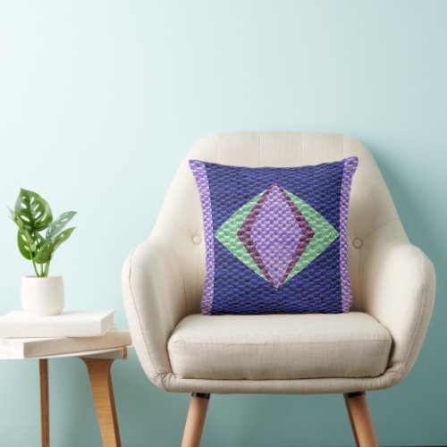 Multi blue Color Texture Crochet Throw Pillow