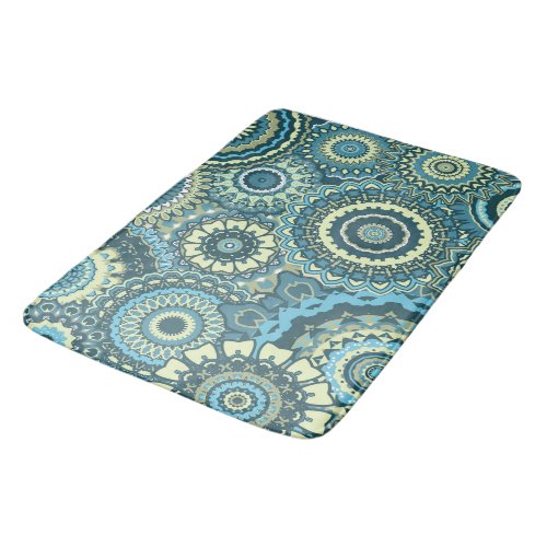 Multi Blue Green Mandalas Bath Mat