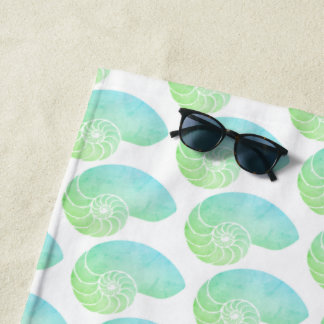 Multi Blue Nautilus Shell Beach Towel