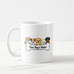 Multi-Breed Cute Puppy Group Personalized Dog Coffee Mug