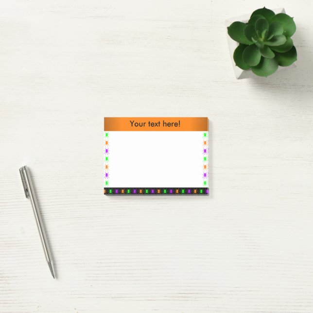 Multi bright spiders orange personalized post-it notes (Office)