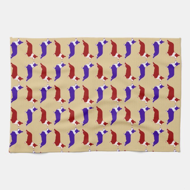 Multi Cardigan Corgi Kitchen Towel (Horizontal)