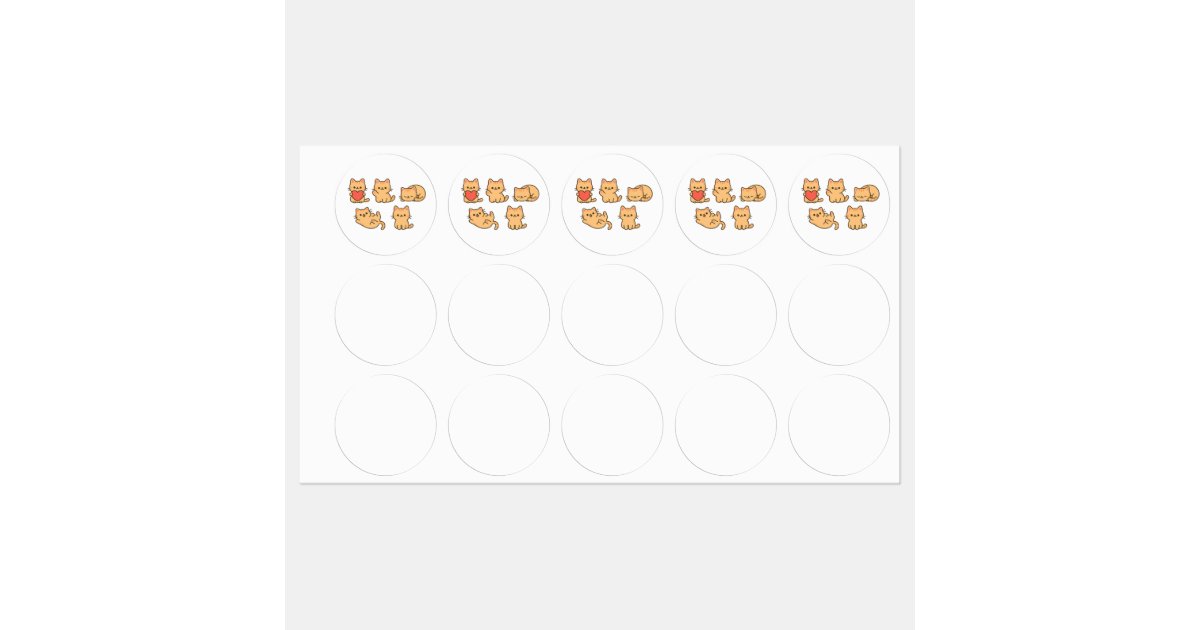 Multi‑Cat Sticker – Kawaii Cats Label | Zazzle