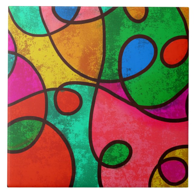 Multi-Color Abstract  Ceramic Tile (Front)