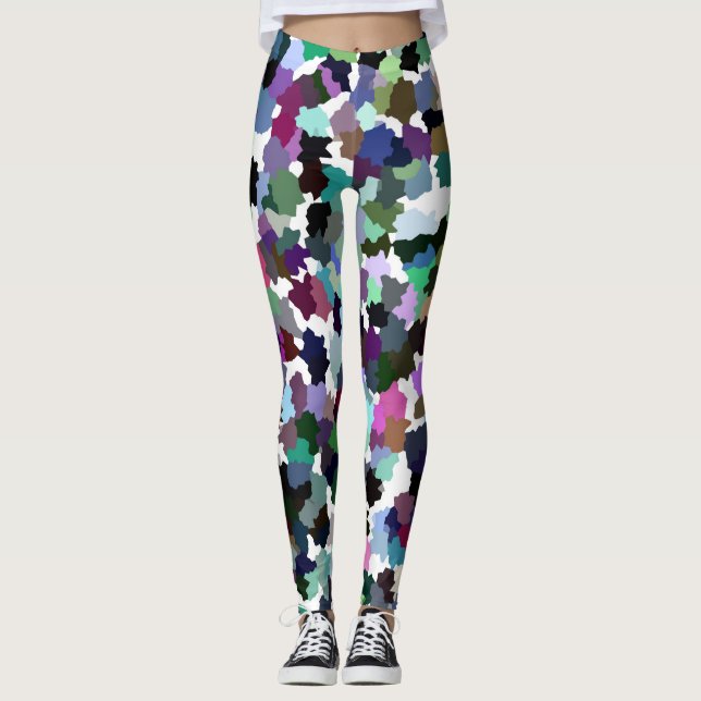 Multi-Color Abstract Crystal Pattern Leggings (Front)