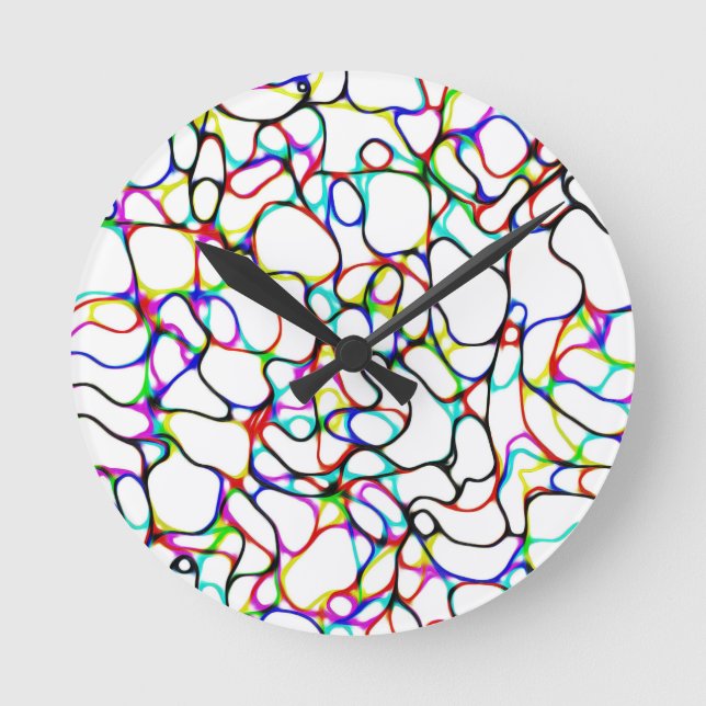 Multi-Color Abstract Pattern Round Clock (Front)