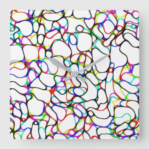 Multi_Color Abstract Pattern Square Wall Clock