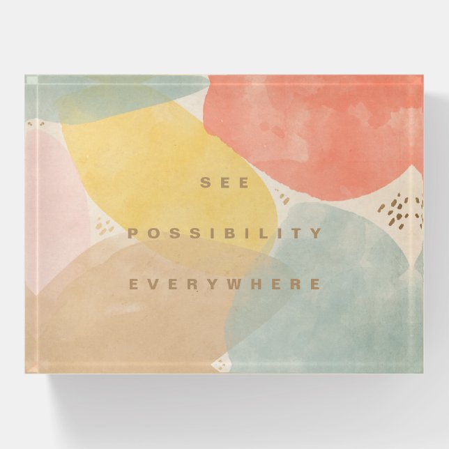 Multi Color Abstract Shapes Quote Paperweight (Front)