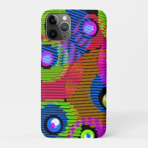 Multi Color Abstract Striped Ciircles iPhone 11 Pro Case