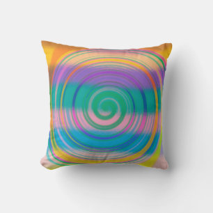 Multi Color Abstract Swirl Throw Pillow