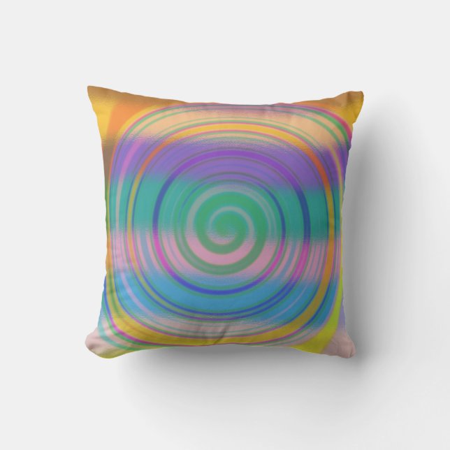 Multi Color Abstract Swirl Throw Pillow (Front)
