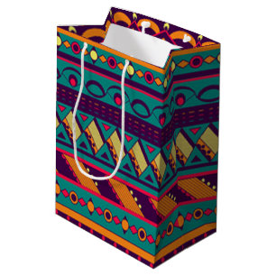 Multi Color African Design Medium Gift Bag