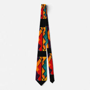 Multi Color African Pattern Print Design Neck Tie