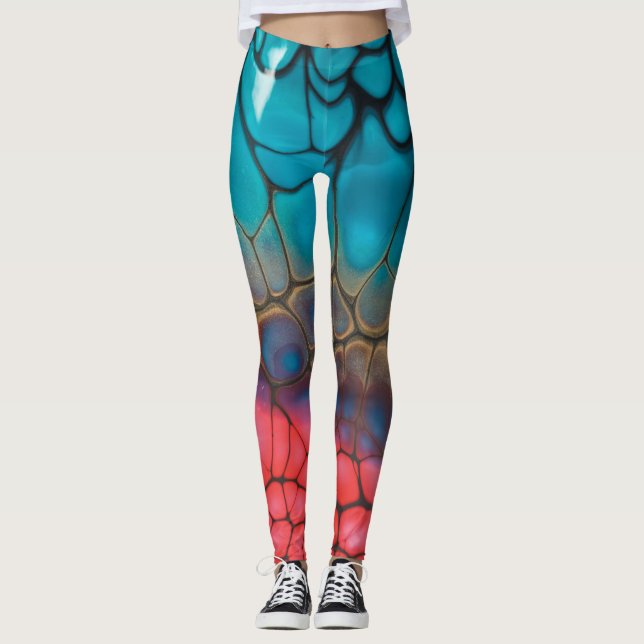 Multi-color and a snake skin texture leggings (Front)