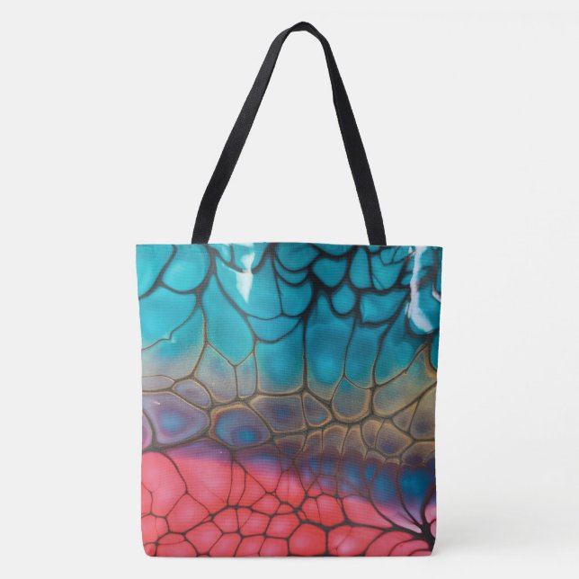Multi-color and a snake skin texture tote bag (Front)