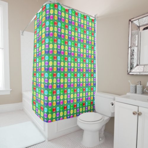 Multi_color Balls Sea Green Shower Curtain