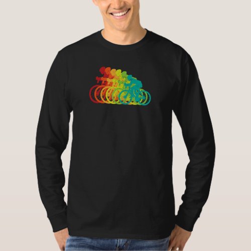 Multi Color Bicyclist  Retro Style Growing Bikers T-Shirt