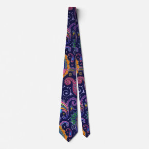Multi Color Blur Boho Paisley Neck Tie