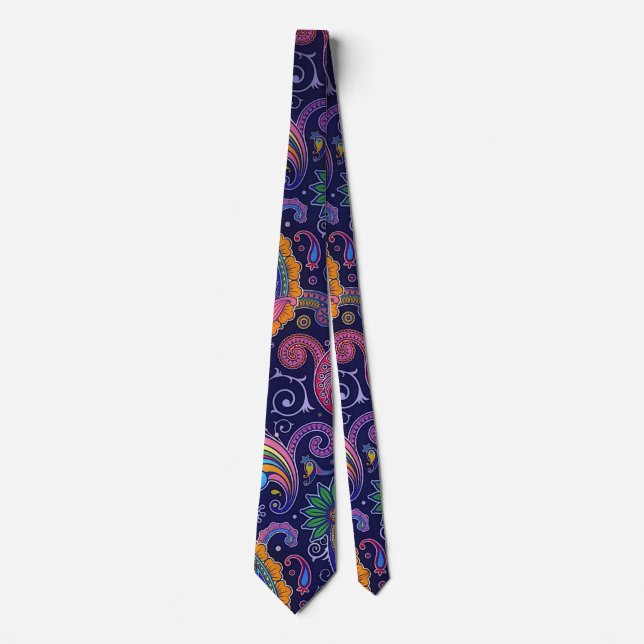 Multi Color Blur Boho Paisley Neck Tie (Front)