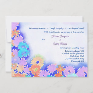 Multi Color Boho Rainbow Flowers Wedding Invitation