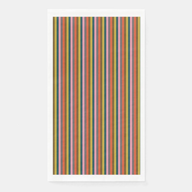 Multi-color Bold Striped Party Paper Guest Towels (Front)