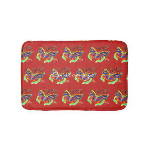 Multi-color butterflies on any color background bath mat