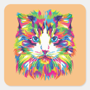 Multi Color Cat Face Sticker
