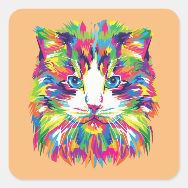 Multi Color Cat Face Sticker (Front)