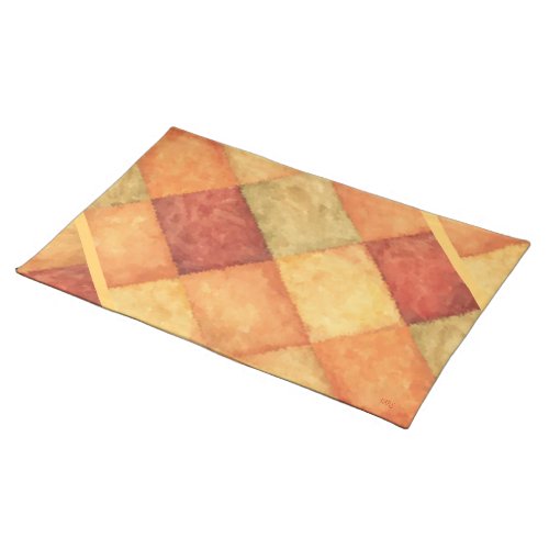 Multi color check pattern orange red yellow green cloth placemat