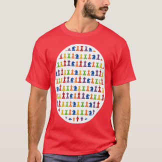 Multi Color Chess Piece Design Larger Image Versio T-Shirt