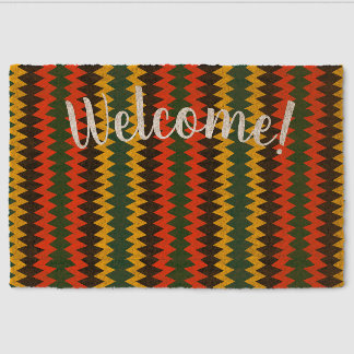 Multi-Color Chevron Customizable Welcome! Coir Mat