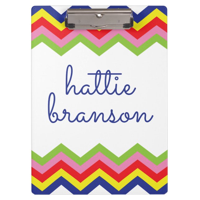 Multi Color Chevron Personalized Clipboard (Front)
