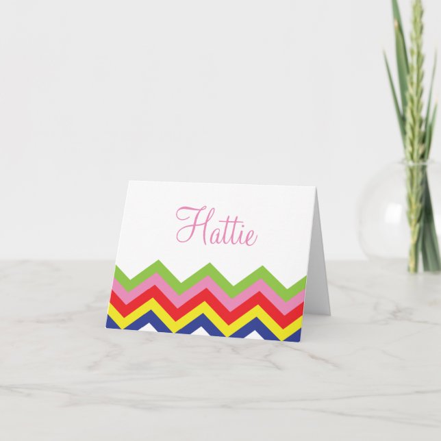 Multi Color Chevron Personalized Folded Note Cards (Front)