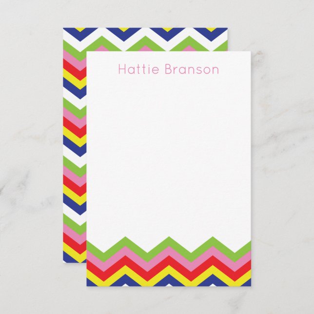 Multi Color Chevron Personalized Note Cards (Front/Back)