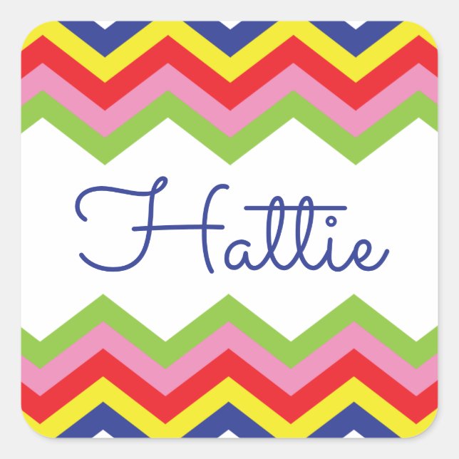 Multi Color Chevron Personalized Stickers (Front)